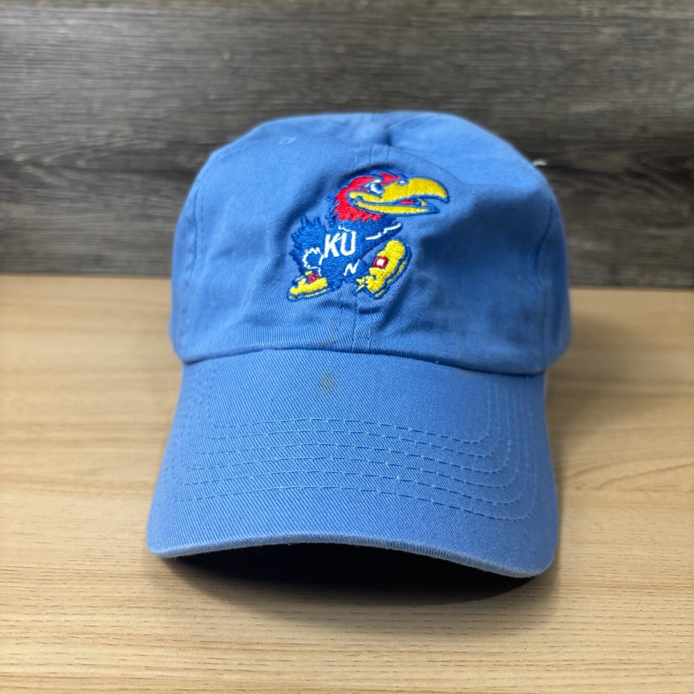 Kansas Jayhawks Hat Cap Strap Back Blue Basketball Adjustable